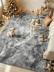 1pc Light Gray Tie-Dye Shaggy Rug, Fluffy Carpet, Ins Style, Comfortable Soft Rug, Decorative Rug, Floor Mat, Carpet, Living Room Rug, Area Rug, Large Rug, Bedroom Rug, Universal Rug - Multicolor - View 2
