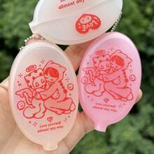 Dompet Koin Silikon Oval Motif Kartun Lucu, Tas Penyimpanan Earphone dan Lipstik Mini Portabel, Dengan Rantai Bola, Dompet Uang Receh Kecil yang Manis, Cocok untuk Anak Perempuan - A - View 4