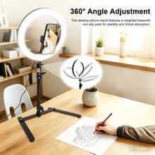 Adjustable Desktop Phone Stand With Clamp And Adhesive Pad – Foldable Stand For Selfies And Product Photography; Compatible With Desks, E-Readers, And Tablets; Sturdy Desktop Photography Phone Mount - Black - View 5