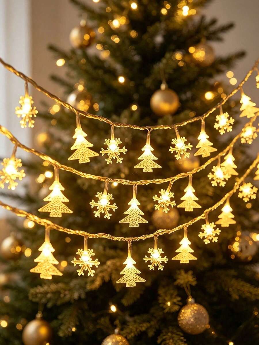 1pc 10/20 LED 1.5m/3m Snowflake String Lights, Warm-Toned Snowflake ...