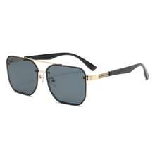 Men's Square Fashion Glasses, Gold Frame, Dark Lenses, Retro Street Style Eyewear For Travel & Everyday Wear - Multicolor - View 5