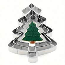3pcs Christmas Tree Cookie Cutter Stainless Steel Cake Mold Christmas Cookie Cutter DIY Baking Christmas Mold, Perfect For Christmas Decoration, Christmas Gift - View 1