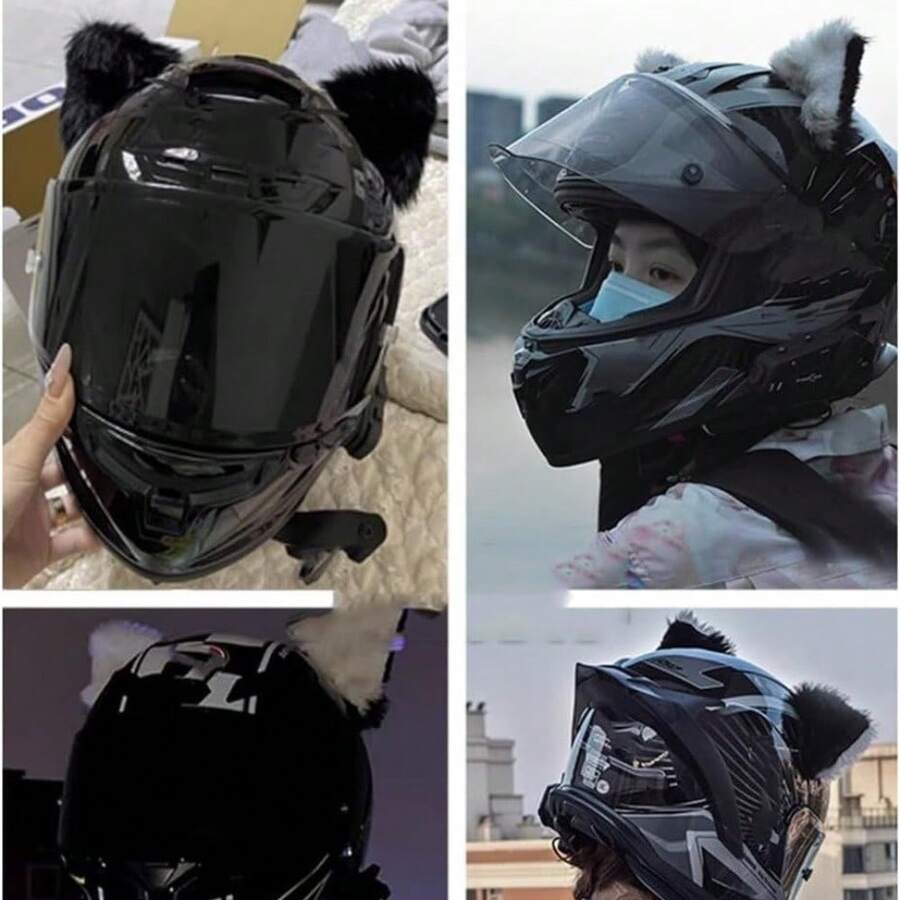 Motorcycle Helmet Decoration Cat Ears Ski Helmet Accessory Motorcycle Electric Bike Modification Cat Ear Riding Detachable Helmet 3D Cat Ears Decoration Motorcycle Electric Bike Helmet Accessory Universal Ears