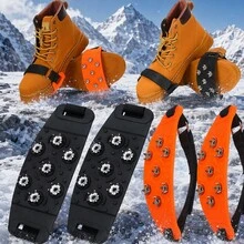 2pcs Anti-Slip Ice Cleats, Ice And Snow Anti-Slip Spikes Suitable For Shoes And Boots, Snow Walking Anti-Slip Spikes, 7-Tooth Anti-Slip Spikes Ice And Snow Shoe Covers, Suitable For Winter Walking, Hiking, Fishing - Multicolor - View 2