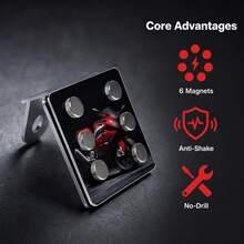 Motorcycle Magnetic Phone Holder, 6 Strong Magnets Anti-Shake Phone Mount, L-Shaped Metal Extension Base No-Drill Handlebar Phone Bracket, Suitable For Motorcycle Riding GPS Navigation (Random Pattern Shipped) - Multicolor - View 2