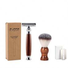 Upgrade Your Shave: Premium Safety Razor Grooming Set With Shaving Brush, Wooden Handle Razor & 10 Replacement Blades For A Smooth Wet Shave Every Day - Safety Tazor + Blade - View 8