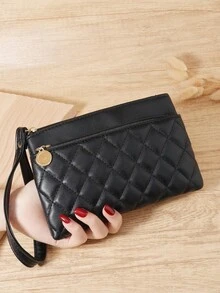 Women's Fashion Wrist Solid Color File Storage Bag, Fashion Square Handbag And Wrist, Women's Coin Wallet, Phone Bag, Makeup Bag - Black - View 9