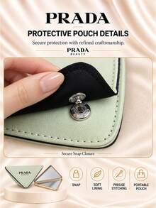 Prada 三角形雙面鏡,9cm×5cm,單件,可折疊成像清晰,日常、出門補妝使用 - 綠色 - 查看 8
