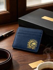 Multi-Slot Printed Card Wallet, Gold Sun And Coconut Tree Pattern Fashionable High-End Wallet, Multi-Card Slot Card Storage Bag, Lightweight Thin Bank Card And ID Card Storage Small Bag, Portable Compact Coin And Card Holder, Unisex Card Sleeve, Daily Travel Commute Personal Document Card Holder, Unique Teacher's Day Gift, Birthday Gift, Holiday Gift, Party, Wedding, Back To School, Middle East National Day Gift For Friends, Family, Lovers - Multicolor - View 2
