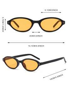 1 Pair Women's Vintage Small Frame Personalized Rivet Fashion Glasses - Glossy Black Orange - View 4