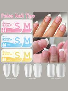 UR SUGAR 100Pcs Full Cover Press On Nail Tips Medium Almond Short Coffin False Nail Soak Off Gel Nail Extension Tips Capsule - Clear - View 1