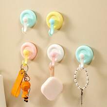 4pcs Cute Colorful Suction Cup Hooks, Removable No-Drill Wall Hooks For Baby Room, Bathroom, Towel And Miscellaneous Storage - Multicolor - View 7