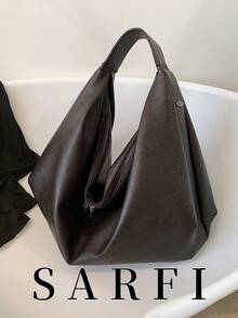 High End Fashionable Lazy Style Women's Tote Bag, Simple And Versatile PU Material Large Capacity Storage Shoulder Bag/Armpit Bag - Coffee Brown - View 1