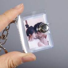 1pc Mini Photo Album Keychain Pocket 1" 2" Photo ID Card Storage Book Transparent Mini Card Album - A - View 5