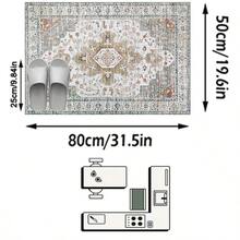 1件灰色綠色淺橘色復古波斯圖案波西米亞風仿羊絨長方形地毯，做舊斑駁細節，可機洗，適用於客廳臥室居家裝飾，四季通用，美學家居裝飾 - 彩色 - 查看 19