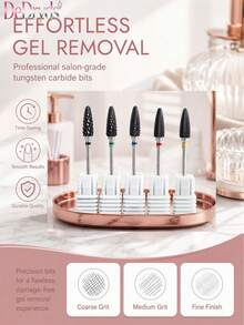 DeDryDS Juego de brocas para taladro de uñas profesional, elimina rápidamente las uñas de gel, adecuado para todos los tipos de uñas, lima de uñas duradera, adecuado para uso doméstico y de salón, fácil de limpiar, accesorios de brocas para taladro de uñas de larga duración, esencial para manicura y pedicura - Multicolor - Ver 2