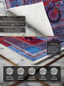 Digitally Printed Non-Slip Washable Runner And Area Rug, Suitable For Living Room, Bedroom, Outdoor, Kitchen Carpet | Modern, Scandinavian, Bohemian And Classic Styles | 100% Polyester - Coral Pink - View 5