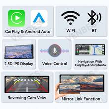 VENBES 10.26 Inch PND Portable Car Stereo, Wireless CarPlay & Wireless Android Auto Touch Screen Car Player With Bluetooth FM - Main Unit + 8‑LED Square Rear‑view Camera - View 3