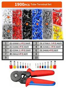1 set alat penjepit terminal pipa, alat penjepit ratchet HSC8 6-4A dengan 1200 terminal, hadiah untuk teknisi listrik, hadiah Natal dan liburan, penting untuk penggemar DIY, alat manual listrik. - Berbagai gaya - View 13