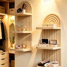 2pcs Set Extra Large Bohemian Style Wavy Wooden Wall Frame, Rainbow Arch & Farmhouse Style Wall Shelf, Multi-Functional Outdoor Rack, Easy To Install, All Season Applicable, Wooden Wall-Mounted Storage Rack, Suitable For Bedroom And Home Decor, Home Decor, Living Room Home Decor, Room Decoration, Christmas Decoration, Ramadan Decoration Perfect Gift, 1pc - A - View 4
