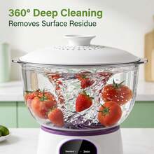Oversized USB Rechargeable Fruit Vegetable Cleaner, Upgraded Multi-Battery Design For Long Endurance, High Efficient Portable Food Purifier With Stylish Look & Premium Material, Ideal For Home - White 3.8L - View 3