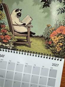 2027 Cat Calendar, Cats And Books Together, Humorous Cat Calendar, Book Lover Gift, Unique Home Decor, Cute Cat Art, Literary Atmosphere - Multiple Styles - View 4