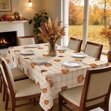 1pc Autumn Plaid Pumpkin Acorn Tablecloth, Rustic Country Style Stain-Resistant Decorative Dining Table Cloth, Suitable For Christmas Table Decor, Picnic Tablecloth, Holiday Celebrations, Wedding Party Gatherings, Birthday Banquets, Daily Dining Table, Kitchen And Restaurant Decoration, All Seasons, Home Decor - Multicolor - View 7