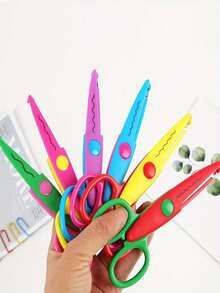 1/4/5/10pcs Handmade Scissors Set, Wavy Edge Paper Cutting Scissors, Multi-Functional Scissors, Paper Crafting, Cute Wavy Edge Scissors, Scissors Set, Asymmetrical Scissors, Handmade Design, Perfect For Creative Crafts, Home And School Use - Scissors - View 9
