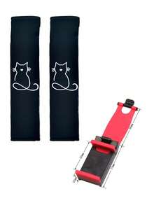 Car Cat Embroidery Pattern Seat Belt Shoulder Pad, Seat Belt Protector, Comfortable Textile Material, Universal Fit For Front Seat Seat Belt Pad - All Season Car Safety Accessory, Car Interior Accessory; Suitable For Driver And Passenger Use; Long Distance Travel And Driving. Car Decoration Accessory, All Season Universal. - One Size - View 11