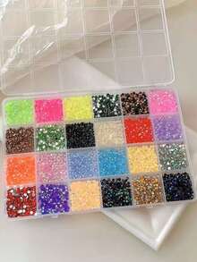 1 Boxes AB Nail Rhinestones, Y2K Round Resin Crystal Nail Charms, Everything Can Be Inlaid With Rhinestones, Includes Rhinestone Picker Tweezers, Dotting Pen, Tray Tools, Shiny Decorations Suitable For Nails, Insulated Cups, Phone Cases - Multicolor - View 6