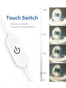 USB COB LED Strip Light With Touch Dimmer Switch, 5V Flexible Self-Adhesive LED Tape, Stepless Dimmable Uniform No Spot Lighting, Cuttable TV Backlight Ambient Light For Bedroom Cabinet Home Decor - Touch - View 7