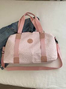 Large Capacity Solid Color Travel Bag For Storing Waterproof And Minimalist Men's And Women's Travel Bags - Pink - View 9