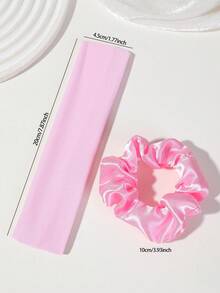 10/4/2pcs Girls Pink Solid Color Fabric Scrunchies, Baby High Elasticity Hairbands, Strong Stretch, Non-Damaging, Sweat-Absorbent Headbands, Simple Basic For Daily Use - Multicolor - View 8