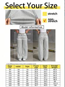 Tween Girl's (Big) Loose Fit Versatile Comfortable Solid Color Denim Straight Leg Pants 8Y-16Y - Light Grey - View 4