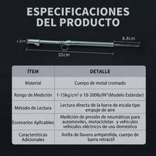 Medidor de Presión de Neumáticos de Varilla, Manómetro de Aire para Llantas de Auto, Camioneta y Moto, Lectura Precisa - A - Ver 8