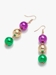 Colorful Ball Drop Dangle Earrings For Women 3 Tier Multicolor Bead Statement Long Earrings Party Holiday Ear Jewelry - Multicolor - View 4