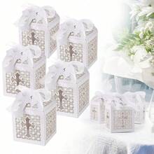 50pcs Candy Gift Boxes, Suitable For Baby Shower, Birthday, Baptism And Other Occasions, Also Can Be Used As Decorative Gift Boxes, Small Business Supplies, Packaging Boxes, Wedding Decoration, Wedding Supplies, Gift Boxes, Wedding Supplies, Guest Favors, Wedding Reception Decoration - White 3 - View 8