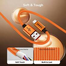 2入 60W 快充 USB 轉 Type-C 充電線,手機充電器,高速數據同步,適用 MacBook Air/Pro、iPad 及其他裝置 - 紅色 - 查看 5