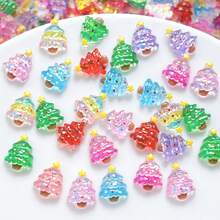 50pcs Glow-In-The-Dark Christmas Tree Nail Art Charms, Colorful Translucent Resin Star Cute Cartoon Christmas Tree DIY Nail Accessories - Multicolor - View 8