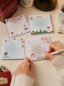 4 Styles Christmas Sticky Notes, 80 Sheets Per Pad, 320 Sheets Total, Santa Snowman Gingerbread & Holiday Pattern Memo Pads For Notes, Reminders, Journaling, Office, Desk & Christmas Stationery - one-size - View 5