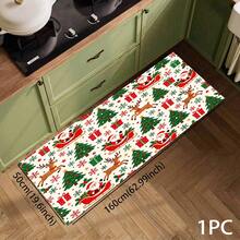Reindeer Christmas Print Long Runner Rug, Indoor Home Decor, Kitchen Long Mat, Entryway Doormat, Hallway Entrance Decor, Bedroom Bedside Rug, Living Room Rug, Laundry Room Mat, Bathroom Bath Mat, Suitable For Apartment, Dorm And Home Daily Decor - Multicolor - View 14