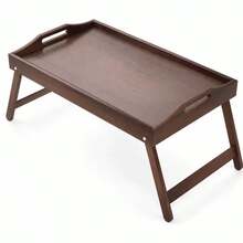 1pc Wooden Breakfast Bed Tray With Folding Legs And Handle - Multi-Functional Snack Table For Dining, Sofa, Lounge Chair And Work - Sturdy And Stable, Ideal For Holidays - Brown - View 1