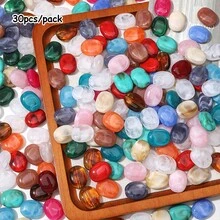 30pcs Mixed Color Marble Pattern Irregular Acrylic Imitation Stone Loose Bead For DIY Bracelet Necklace Earring Keychain Jewelry Making Craft Supplies - Random Color Mixing - View 23