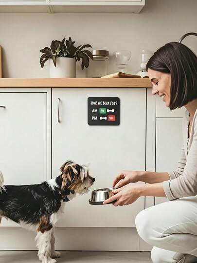1pc Wooden Pet Feeding Reminder Board, Morning And Evening Feeding Record Reminder Sign, Suitable For Cats And Dogs, Pet Lovers And New Pet Owners Hanging Schedule Board, Creative Pet Supplies, Housewarming Birthday Christmas Gift