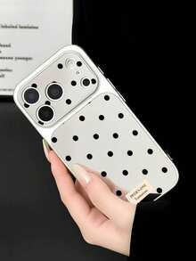 1pc All-Over Polka Dot Electroplated Silver Edge Corning Phone Case - Compatible With Phone 18 Pro Max, 18 Pro, 18, 17 Pro Max, 17 Pro, 17, 16 Pro Max, 16 Pro, 16, 15 Pro Max, 15 Pro, 14 Pro Max, 14 Pro, 14, 13 Pro Max, 13 Pro, 13, 12 Pro Max, 11, Phone Protective Cover, Brown Tone Suitable For Autumn/Winter - Silver - View 1