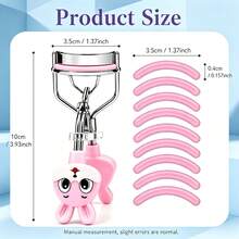 10PCS/18PCS New Cute Rabbit Handle Wide-Angle Eyelash Curler With Replacement Rubber Pads Set, One-Clip Long-Lasting Curl, Fits All Eye Shapes, Soft Rubber Pads Won't Pinch Eyelids, Non-Slip Cartoon Rabbit Grip, Compact And Portable, Perfect Christmas Gift - Multicolor - View 4