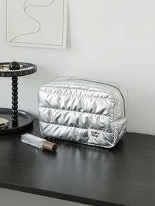 Cosmetics And Skincare Storage Bag, Pearl Luster Handheld Makeup Bag, Soft Cloud Makeup Bag, Handheld Toiletry Bag, Quilted - Multicolor - View 15