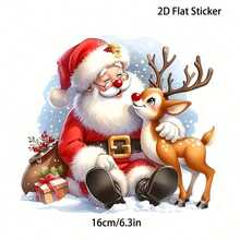 Santa Claus And Reindeer Vinyl Stickers Christmas Theme Car Stickers, Suitable For Cars, Laptops, Trucks, Motorcycles, Window Molded Walls: Same-Adhesive Type. Reusable Use - Adhesive Slope - A - View 9