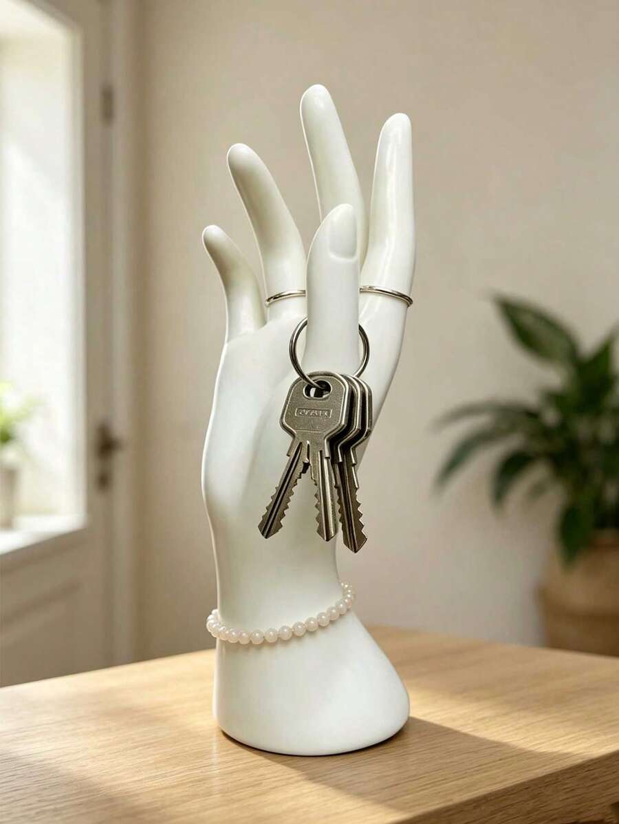 Simulated Hand Jewelry Tray With Realistic Hands - Can Be Used As A Display Stand For Rings, Necklaces And Bracelets; Also Serves As A Jewelry Photography Prop, Home Tabletop Decoration, Wedding Or Anniversary Gift, Jewelry Display Stand And Other Multiple Purposes; Also Suitable As A Gift For Jewelers, Or For Valentine's Day, Christmas And Thanksgiving Holiday Decorations. - Multicolor - View 1