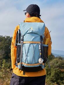CAMEL CROWN Professional Outdoor Bucket Style Mountaineering Backpack, Large Capacity Travel Shoulder Backpack For Hiking And Mountain Trekking - Dusty Blue - View 1